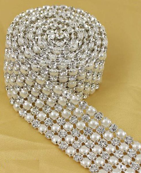 P6 1 Yard 6 Rows Diamond A Rhinestone and Pearl Banding Trim Ribbon For Wedding Cake Party Decoration
P6 1 Yard 6 Rows Diamond A Rhinestone and Pearl Banding Trim Ribbon For Wedding Cake Party Decoration