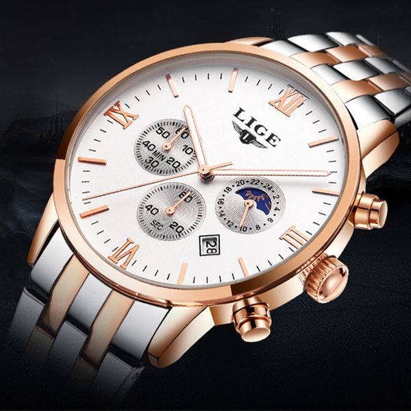 lige fashion mens watches moon phase full steel quartz watch man sports waterproof watches relogio masculino, Slivery;brown
lige fashion mens watches moon phase full steel quartz watch man sports waterproof watches relogio masculino, Slivery;brown
