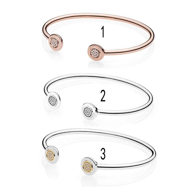 925 silver signature open bangle for women rose gold colour pave crystals clear cz fit beads charms pendants diy, Black
925 silver signature open bangle for women rose gold colour pave crystals clear cz fit beads charms pendants diy, Black