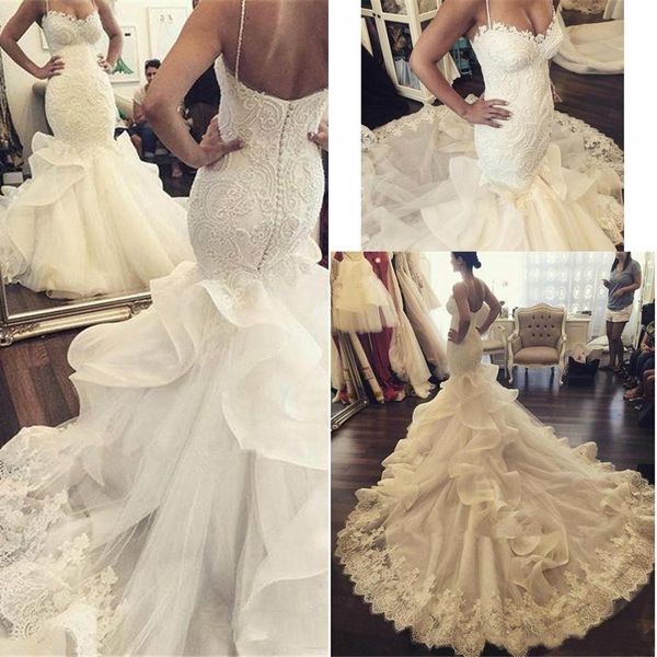 vintage lace sweetheart mermaid trumpet wedding dresses custom size sweep train backless bridal gowns elegant vestido de fiesta, White
vintage lace sweetheart mermaid trumpet wedding dresses custom size sweep train backless bridal gowns elegant vestido de fiesta, White