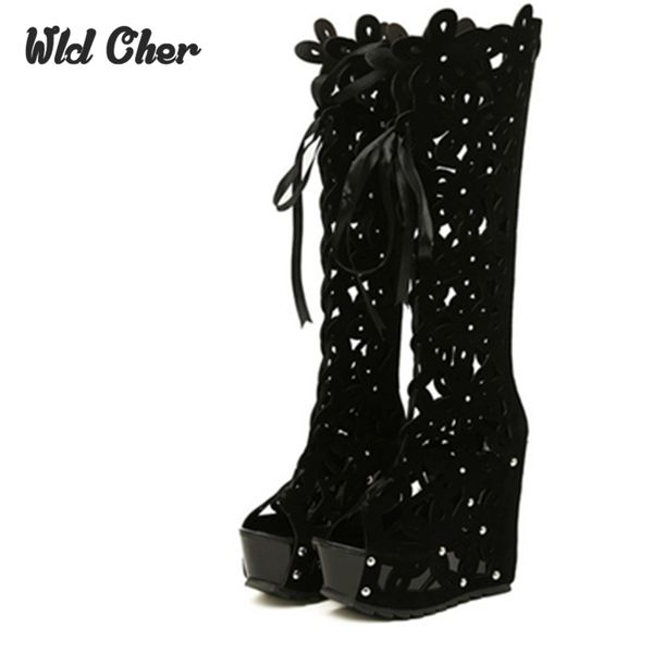 charming roman open toe hollow summer boots wedges high-heeled platform boots gladiator sandals women knee high 2017, Black
charming roman open toe hollow summer boots wedges high-heeled platform boots gladiator sandals women knee high 2017, Black