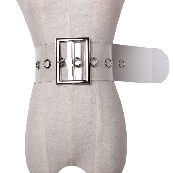 new autumn transparent plastic solid color pvc material women wide belt fashion large metal tide all-match casual accessories, Black;brown
new autumn transparent plastic solid color pvc material women wide belt fashion large metal tide all-match casual accessories, Black;brown