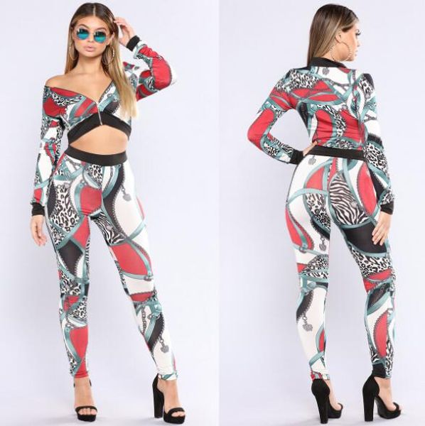 europe and the united states golden iron chain printing jacket jacket two-piece sets of women's casual suit, White
europe and the united states golden iron chain printing jacket jacket two-piece sets of women's casual suit, White