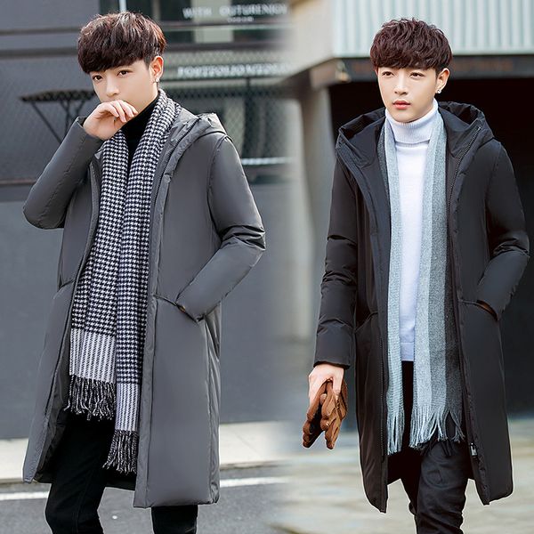 2018 winter new men's x-long down jackets thicken warm hooded white duck down winter clothes parkas, Black
2018 winter new men's x-long down jackets thicken warm hooded white duck down winter clothes parkas, Black