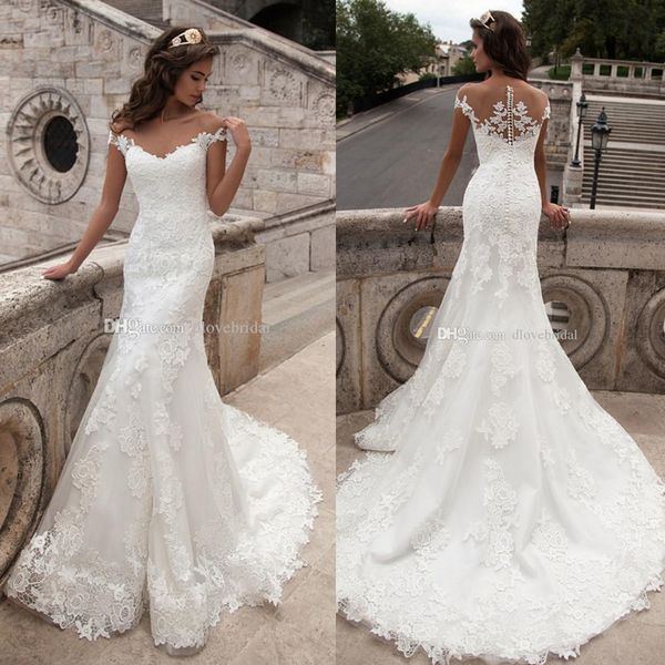Stunning Illusion Lace Wedding Dress High Quality Cap Sleeveless Mermaid Bridal Wedding Gown Vestido De Noiva with Covered Button Back
Stunning Illusion Lace Wedding Dress High Quality Cap Sleeveless Mermaid Bridal Wedding Gown Vestido De Noiva with Covered Button Back