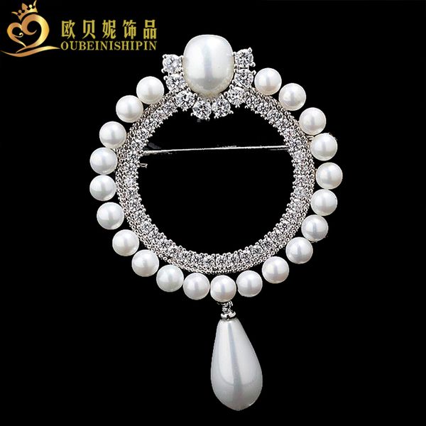 obn new luxury micro pave cz cc brooch pearl wreath costumebouquets bridal jewelry, Gray
obn new luxury micro pave cz cc brooch pearl wreath costumebouquets bridal jewelry, Gray