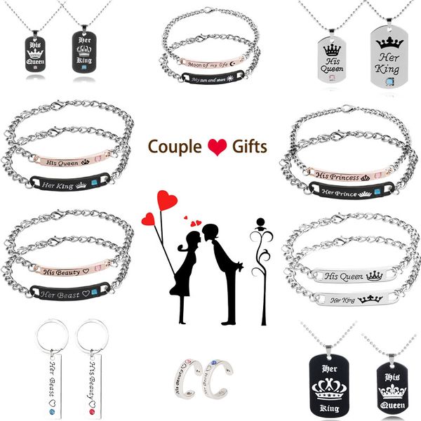 his queen her king couple bracelet necklace her prince his princess crown charm bracelet for valentine gift jewelry, Black
his queen her king couple bracelet necklace her prince his princess crown charm bracelet for valentine gift jewelry, Black