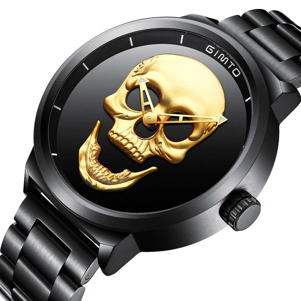 men's punk watch gold skull skeleton three dimensional dial black stainless steel strap luxury watches quartz watch army sports wristwa, Slivery;brown
men's punk watch gold skull skeleton three dimensional dial black stainless steel strap luxury watches quartz watch army sports wristwa, Slivery;brown