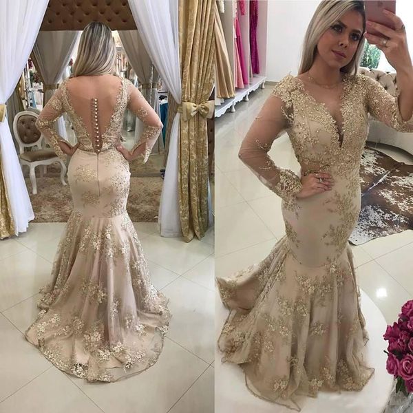 2019 gold long sleeves evening dresses illusion back beaded crystal appliqued sweep train prom party gown formal occasion wear, Black;red
2019 gold long sleeves evening dresses illusion back beaded crystal appliqued sweep train prom party gown formal occasion wear, Black;red