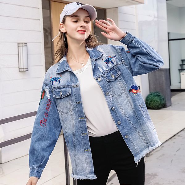 new 2018 autumn winter women ladies long sleeve embroidery hole denim jacket jean vintage loose coat outwear harajuku jacket, Black;brown
new 2018 autumn winter women ladies long sleeve embroidery hole denim jacket jean vintage loose coat outwear harajuku jacket, Black;brown