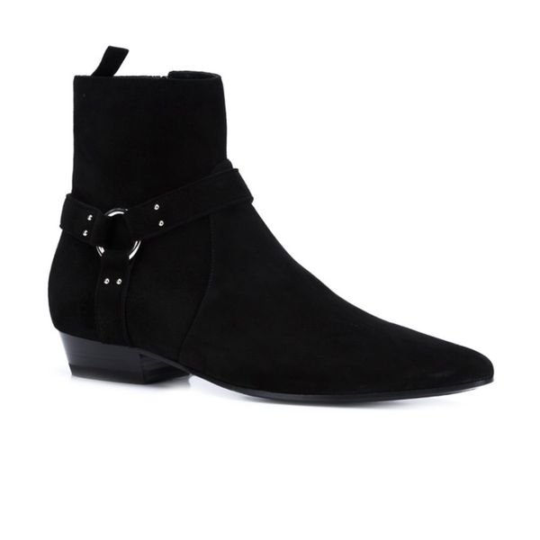 real picture 2017 pointed toe suede leather short chelsea men boot size zipper short martin boot luxury high quality, Black
real picture 2017 pointed toe suede leather short chelsea men boot size zipper short martin boot luxury high quality, Black