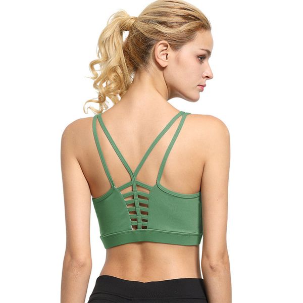 women solid color back strappy sports bra padded push up running fitness yoga bra quick dry shockproof underwear sports, White;black
women solid color back strappy sports bra padded push up running fitness yoga bra quick dry shockproof underwear sports, White;black