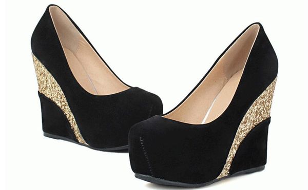 send 2018 new style spring and autumn korean thick bottom slope heel round head women's single shoes, Black
send 2018 new style spring and autumn korean thick bottom slope heel round head women's single shoes, Black