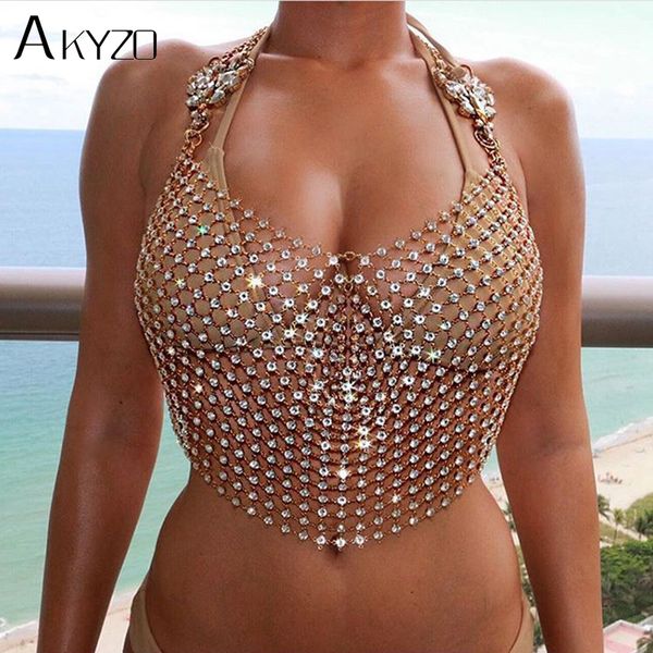 akyzo women exaggerate rhinestone design tank 2018 summer gold silver hollow out cropped glitter beach club show wear, White
akyzo women exaggerate rhinestone design tank 2018 summer gold silver hollow out cropped glitter beach club show wear, White