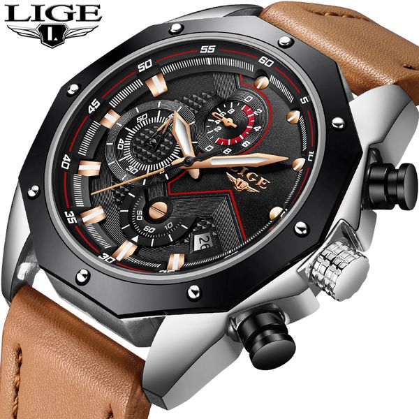 men watches lige leather large dial sport quartz watch men casual waterproof business watch relogio masculino, Slivery;brown
men watches lige leather large dial sport quartz watch men casual waterproof business watch relogio masculino, Slivery;brown