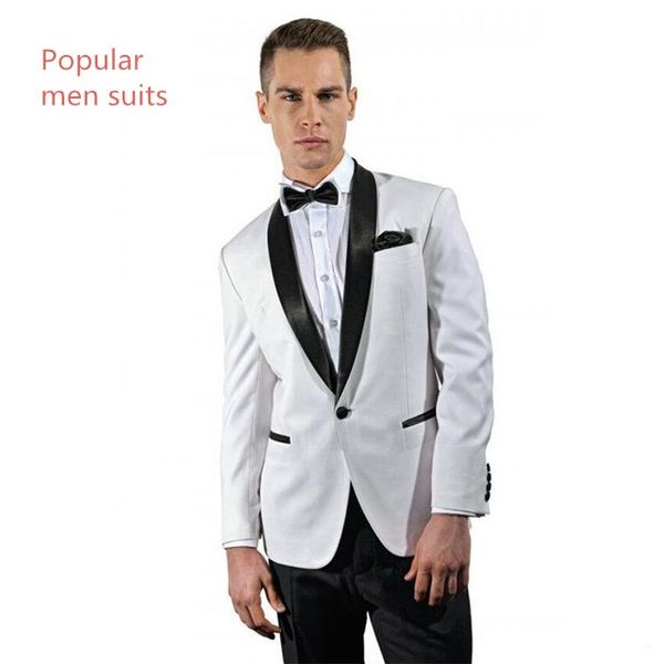 white wedding men suits 2018 fashion custome homme 2 pieces(jacket+pants+tie) groom tuxedos new party prom slim fit formal suits, White;black
white wedding men suits 2018 fashion custome homme 2 pieces(jacket+pants+tie) groom tuxedos new party prom slim fit formal suits, White;black
