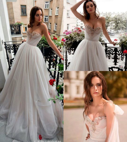 2019 boho wedding dresses sweetheart beads a line pearls detachable straps vestido de novia plus size wedding dress bridal gowns, White
2019 boho wedding dresses sweetheart beads a line pearls detachable straps vestido de novia plus size wedding dress bridal gowns, White