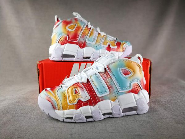 

men & women air more 96 qs olympic varsity maroon mens basketball shoes chi black gold airs 3m scottie pippen uptempo sports sneakers, White;red