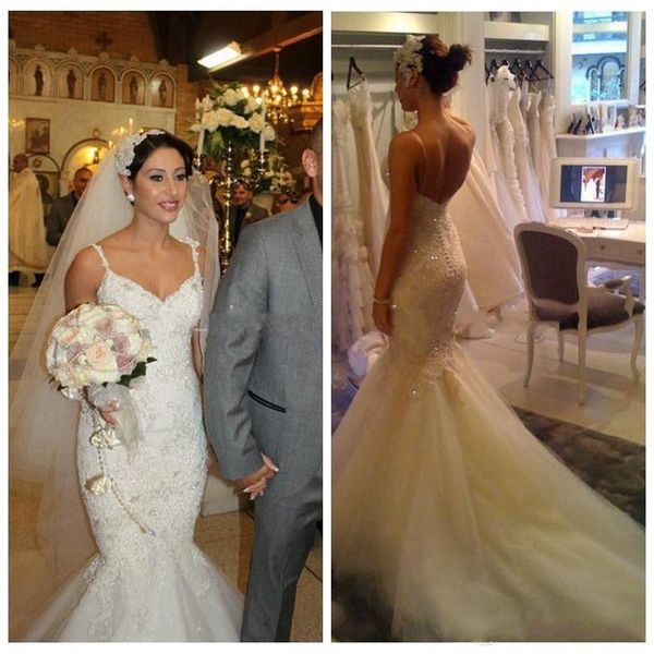 2019 Luxury Mermaid Wedding Dresses Sexy Lace Applique Beaded Wedding Gowns Spaghetti Straps Custom Made Robe De Mariage
2019 Luxury Mermaid Wedding Dresses Sexy Lace Applique Beaded Wedding Gowns Spaghetti Straps Custom Made Robe De Mariage