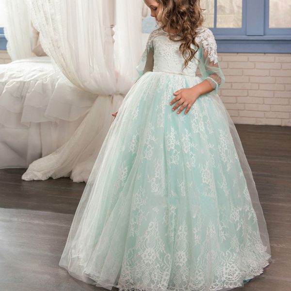 elegant a-line flower girl dresses for wedding appliques lace half sleeve jewel spring pageant kids first communion dress, White;blue
elegant a-line flower girl dresses for wedding appliques lace half sleeve jewel spring pageant kids first communion dress, White;blue