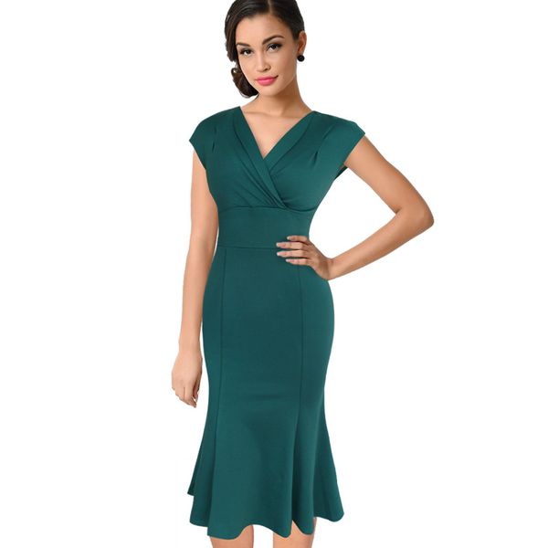 lcw new design womens elegant vintage pinup v draped cap sleeve high waist mermaid casual party bodycon fitted midi dress, Black;gray
lcw new design womens elegant vintage pinup v draped cap sleeve high waist mermaid casual party bodycon fitted midi dress, Black;gray