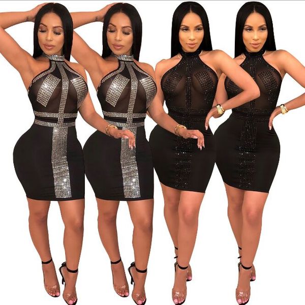 women's shimmer glam rhinestone sleeveless halter slim dress for party & club mini dress, White;black
women's shimmer glam rhinestone sleeveless halter slim dress for party & club mini dress, White;black