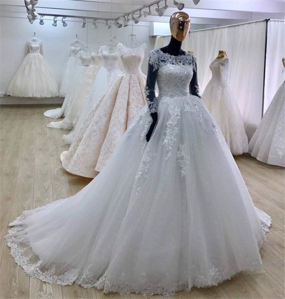 see through long sleeves ball gown lace wedding dress lace elegant bridal dress with long sleeves, White
see through long sleeves ball gown lace wedding dress lace elegant bridal dress with long sleeves, White
