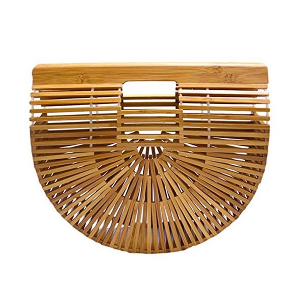 

MSGHER Bamboo Round Bag Wooden Handbags Women Shopping Hollow Out Woven Beach Bags For Women Summer Luxury Designer Hand Bag