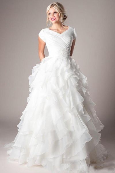 modern a-line ruffles organza wedding dresses with cap sleeves pleats beaded women church wedding gowns zipper long bridal gowns, White
modern a-line ruffles organza wedding dresses with cap sleeves pleats beaded women church wedding gowns zipper long bridal gowns, White