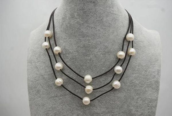 handmade 100% natural freshwatr pearl leater necklace,big size potato round 3 rows pearl leather jewellery 2018n-7, Black
handmade 100% natural freshwatr pearl leater necklace,big size potato round 3 rows pearl leather jewellery 2018n-7, Black