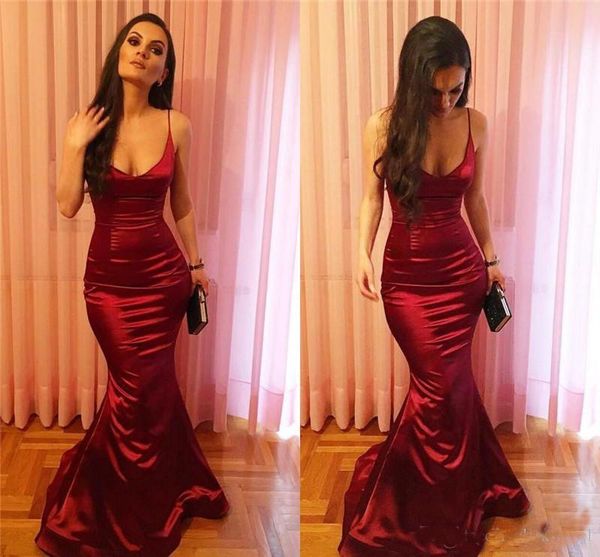 Dark Red Mermaid Prom Dresses 2018 Sexy Scoop Spaghetti Straps Floor Length Backless Evening Dress Cheap Long Formal Party Prom Gowns
Dark Red Mermaid Prom Dresses 2018 Sexy Scoop Spaghetti Straps Floor Length Backless Evening Dress Cheap Long Formal Party Prom Gowns