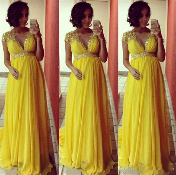 Pregnant Party Dresses 2018 Free Shipping prom dresses Vestidos Largos Para Bodas V-Neck Yellow Chiffon Long Evening Dresses Cheap
Pregnant Party Dresses 2018 Free Shipping prom dresses Vestidos Largos Para Bodas V-Neck Yellow Chiffon Long Evening Dresses Cheap