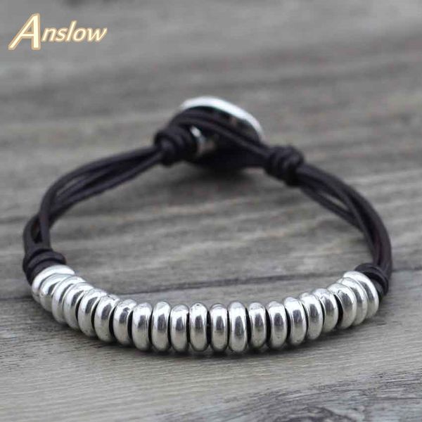 anslow fashion jewelry zinc alloy beads hand wrap rope women men leather bracelet christmas low0550lb, Golden;silver
anslow fashion jewelry zinc alloy beads hand wrap rope women men leather bracelet christmas low0550lb, Golden;silver