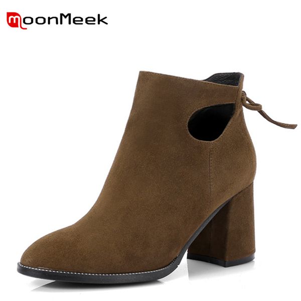 moonmeek 2018 new arrive suede leather ladies boots popular round toe ankle boots elegant autumn winter women high heel, Black
moonmeek 2018 new arrive suede leather ladies boots popular round toe ankle boots elegant autumn winter women high heel, Black