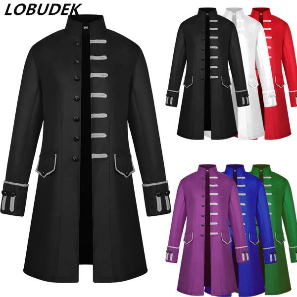 six colors male punk coat european style court dress fashion slim long outerwear trench coats stage costume men's drama performance clo, Tan;black
six colors male punk coat european style court dress fashion slim long outerwear trench coats stage costume men's drama performance clo, Tan;black