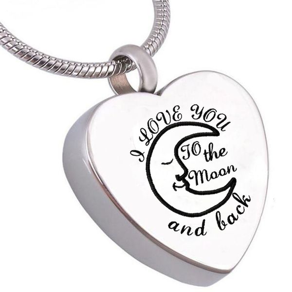 i love you to the moon and back cremation urn jewelry heart memorial ash keepsake necklace, Silver
i love you to the moon and back cremation urn jewelry heart memorial ash keepsake necklace, Silver