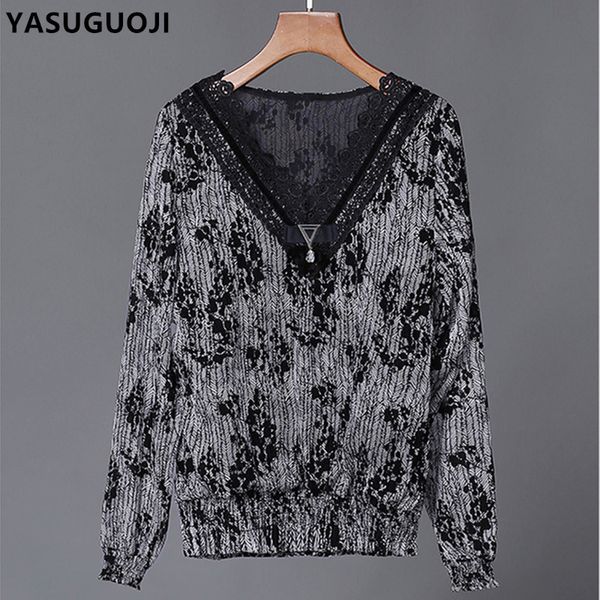 yasuguoji new 2018 autumn fashion lace v-neck long sleeve blouse women chiffon pullover female blouse chemise femme xfs4, White
yasuguoji new 2018 autumn fashion lace v-neck long sleeve blouse women chiffon pullover female blouse chemise femme xfs4, White