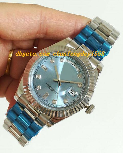 luxury watches 41mm stainless steel 18k fluted bezel watch-ice blue diamond dial automatic fashion brand men's watch wristwatch, Slivery;brown
luxury watches 41mm stainless steel 18k fluted bezel watch-ice blue diamond dial automatic fashion brand men's watch wristwatch, Slivery;brown