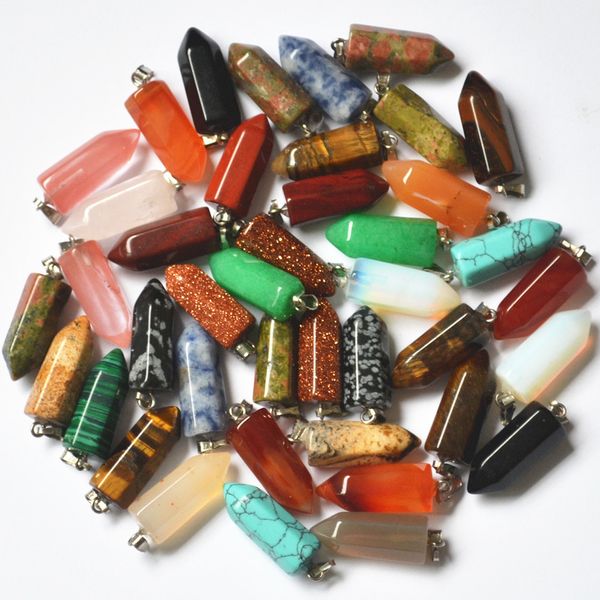 assorted mixed natural stone charms bullet pendant chakras hexagon prism for diy making necklace jewellery mki brand, Bronze;silver
assorted mixed natural stone charms bullet pendant chakras hexagon prism for diy making necklace jewellery mki brand, Bronze;silver