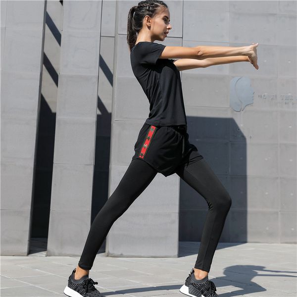 women yoga set solid shirt running 2 pieces in 1 tights + shorts breathable gym yoga leggings sport tight suits, White;red
women yoga set solid shirt running 2 pieces in 1 tights + shorts breathable gym yoga leggings sport tight suits, White;red