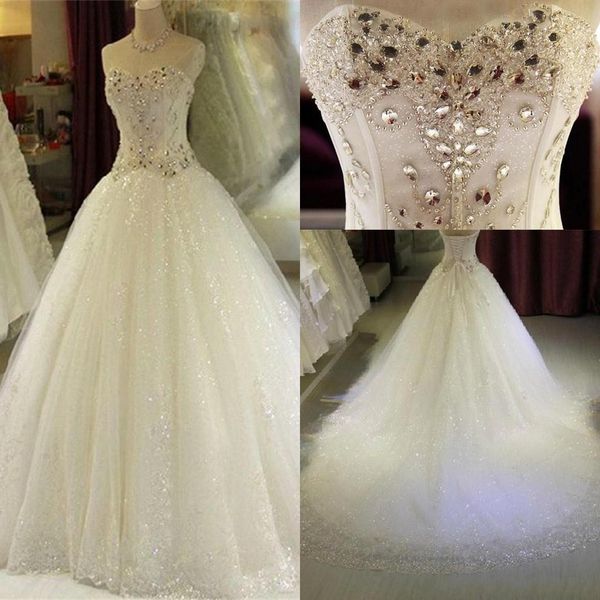 кристалл стразы милая свадебные платья роскошные линии кружева блестки корсет назад свадебные платья на заказ, White
кристалл стразы милая свадебные платья роскошные линии кружева блестки корсет назад свадебные платья на заказ, White