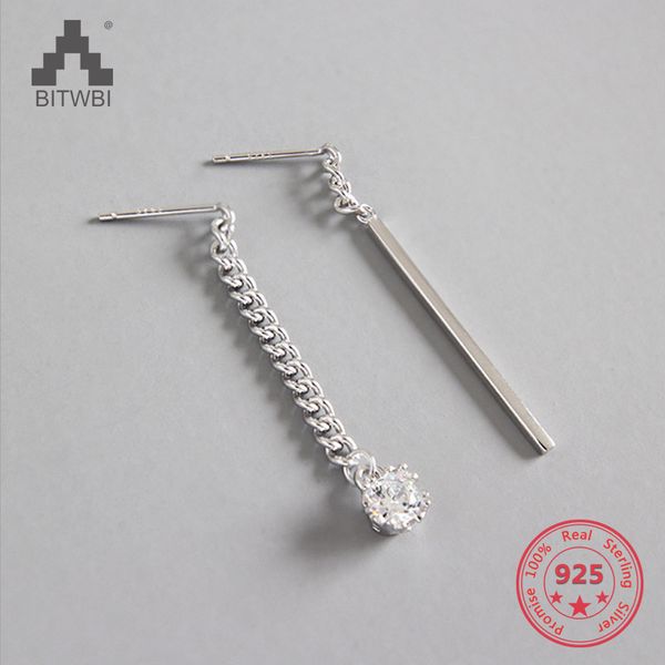 925 sterling silver jewelry long flat chain black zircon pendant asymmetric drop earrings for women, Golden;silver
925 sterling silver jewelry long flat chain black zircon pendant asymmetric drop earrings for women, Golden;silver
