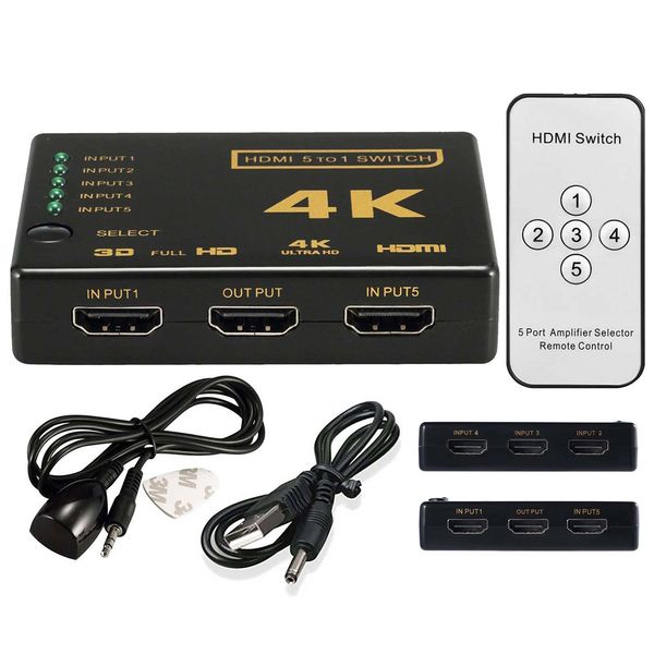 HDMI Splitter Switch Box Ultra HD 5-портовый 4K 3D 1080P ИК-пульт дистанционного управления Селектор 5
HDMI Splitter Switch Box Ultra HD 5-портовый 4K 3D 1080P ИК-пульт дистанционного управления Селектор 5