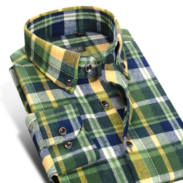 men's smart casual long-sleeved thick plaid button down shirt winter brushed flannel male standard-fit cotton dress shirts, White;black
men's smart casual long-sleeved thick plaid button down shirt winter brushed flannel male standard-fit cotton dress shirts, White;black