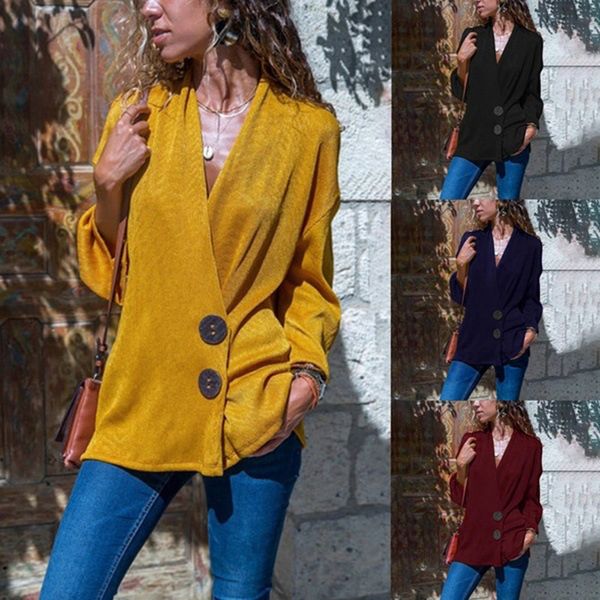 2018 fashion women autumn jacket deep v-neck button ladies coat long sleeve shirt loose coat women clothing #, Black;brown
2018 fashion women autumn jacket deep v-neck button ladies coat long sleeve shirt loose coat women clothing #, Black;brown