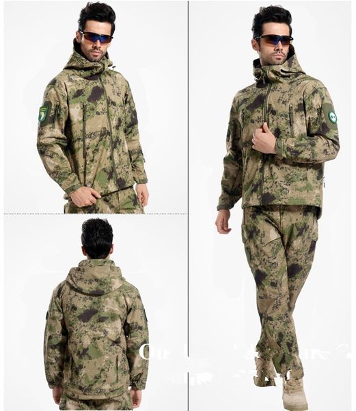 outdoor mountaineering shark skin soft green camouflage jacket warm fleecy lining with cap waterproof and windproof, Black
outdoor mountaineering shark skin soft green camouflage jacket warm fleecy lining with cap waterproof and windproof, Black