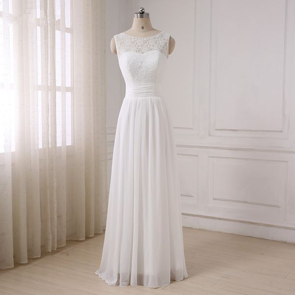chiffon beach wedding dresses with lace appliques 2018 scoop neck wedding gowns floor length wedding dress, White
chiffon beach wedding dresses with lace appliques 2018 scoop neck wedding gowns floor length wedding dress, White