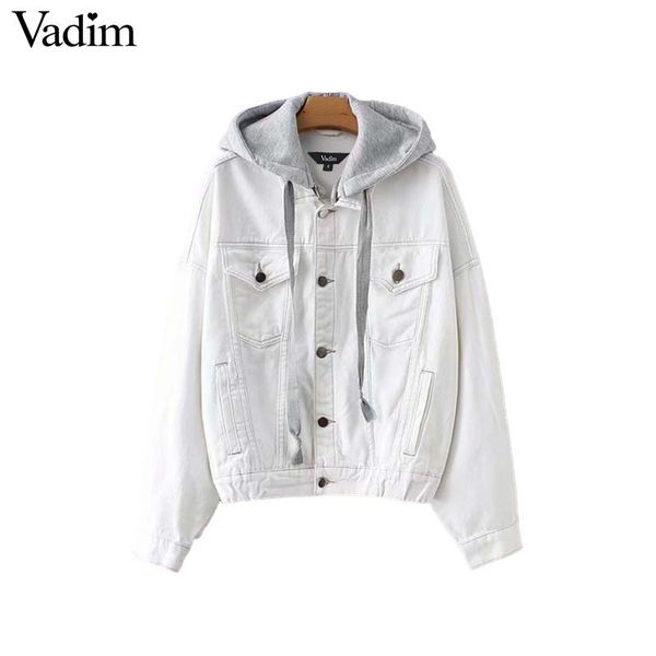 vadim women elegant hooded loose denim jacket coats pockets bow tie pleated coat ladies white outerwear oversized ca142, Black;brown
vadim women elegant hooded loose denim jacket coats pockets bow tie pleated coat ladies white outerwear oversized ca142, Black;brown