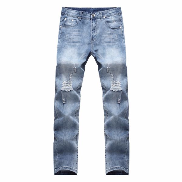 2018 fashion casual broken ripped hole knife cut knee washing hip hop destruction stretch slim jeans men's pants, Blue
2018 fashion casual broken ripped hole knife cut knee washing hip hop destruction stretch slim jeans men's pants, Blue