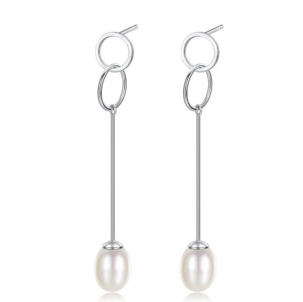 fosir 925 sterling silver drop earrings natural double ring pearl earrings trendy engagement wedding jewelry for women christmas, Golden;silver 
fosir 925 sterling silver drop earrings natural double ring pearl earrings trendy engagement wedding jewelry for women christmas, Golden;silver